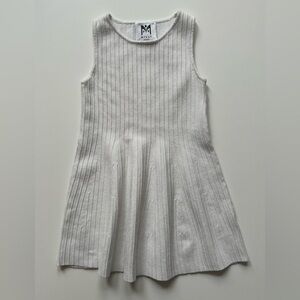Milly Minis Girls White Ribbed Dress - Size 4/5